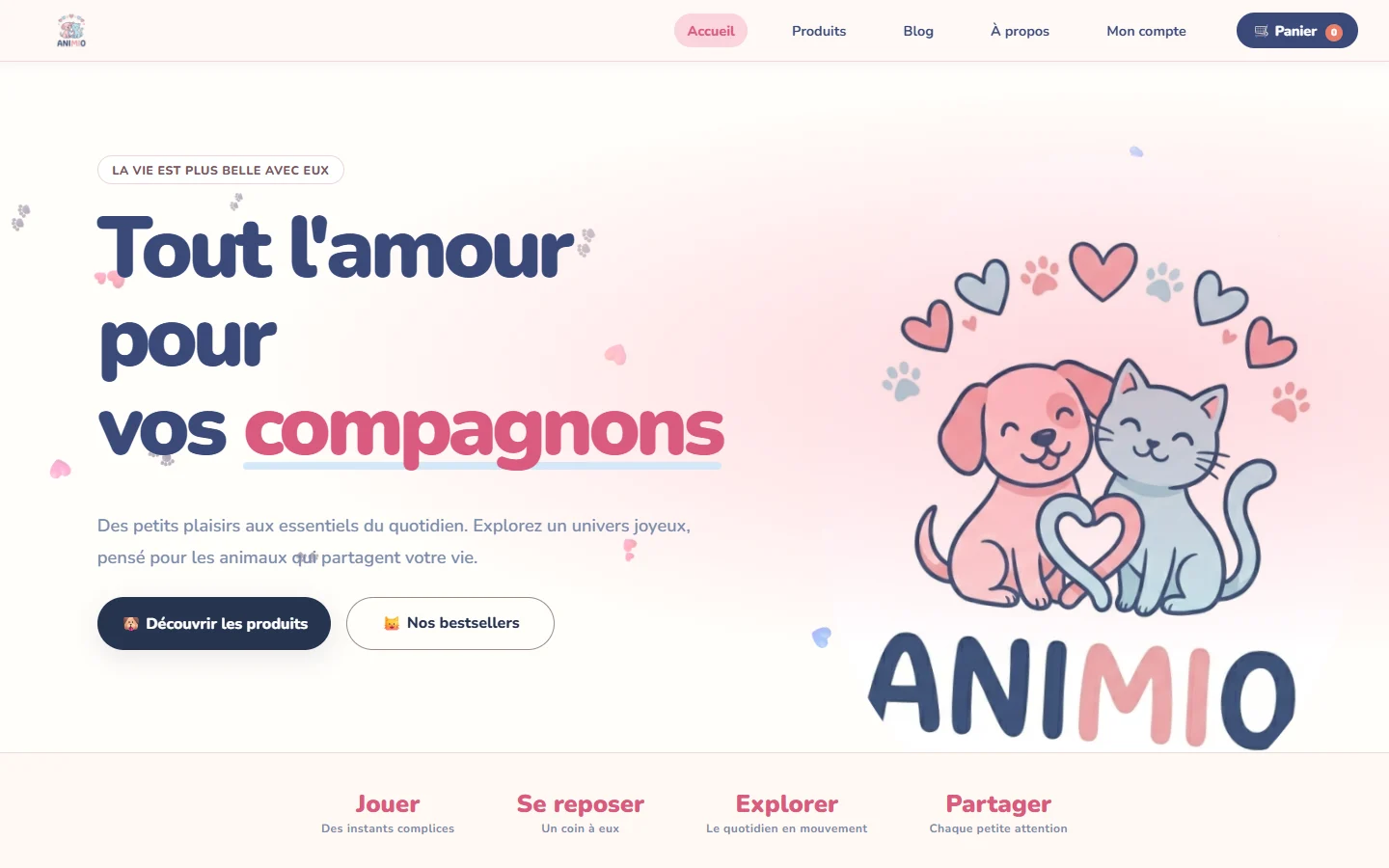 Aperçu du site Animio
